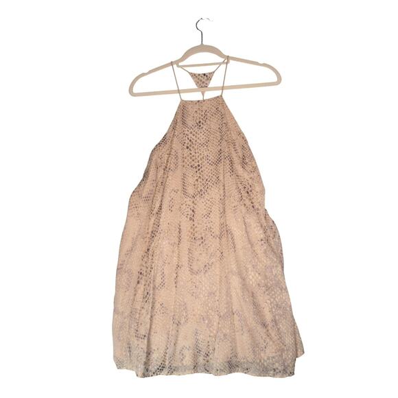 Anthropologie Dresses & Skirts - Silence Noise Anthropologie Dress Womens S Beige Metallic Animal Halter Mini